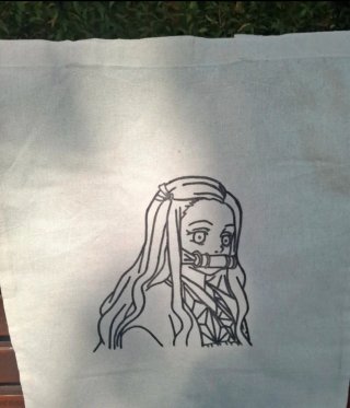 Saco Tote Desenho Anime Feito à Mão