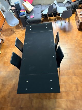 Mesa de comedor cristal y metal