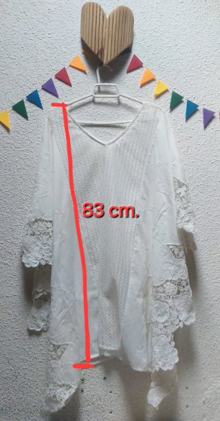 Blusa blanca de encaje talla única