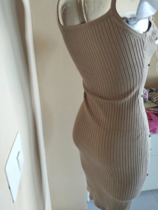 Tubino maglia con strass tg unica beige