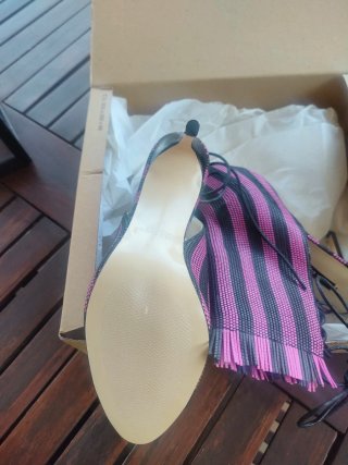 Zara Sandalias Tacón Abierto Negro T.38