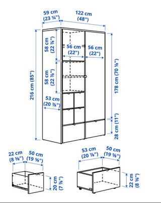 Armario VISTHUS Ikea gris-blanco