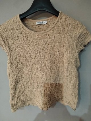 Camiseta Stradivarius manga corta beige Talla S