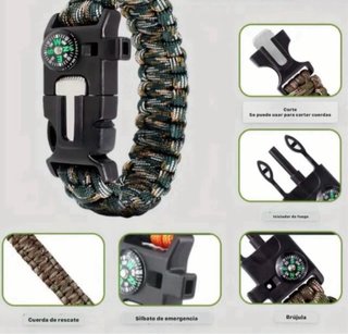 3 Pulseras Supervivencia 5 en 1 con Brújula