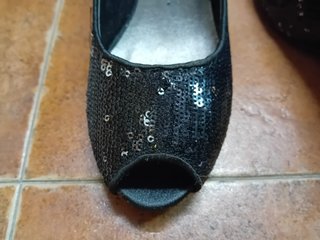 Zapatos fiesta tacón negro con lentejuelas