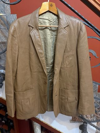 Giacca blazer vera pelle vintage marrone