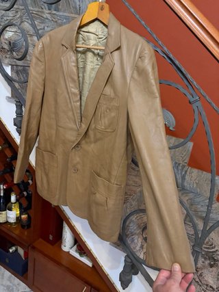 Giacca blazer vera pelle vintage marrone