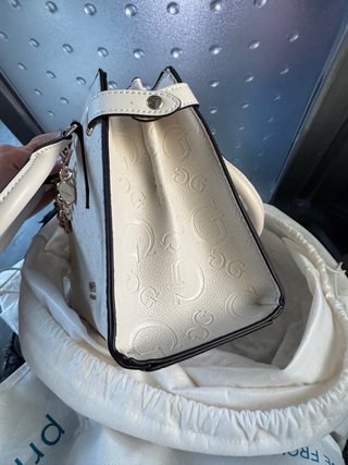 Bolso Guess G Status Satchel Beige/Oro