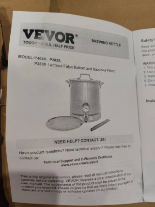 Fermentador Cerveza VEVOR 60,6L Acero Inox