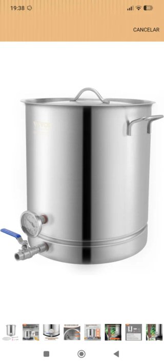 Fermentador Cerveza VEVOR 60,6L Acero Inox