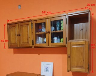 Mueble de madera modular vitrina y televisión
