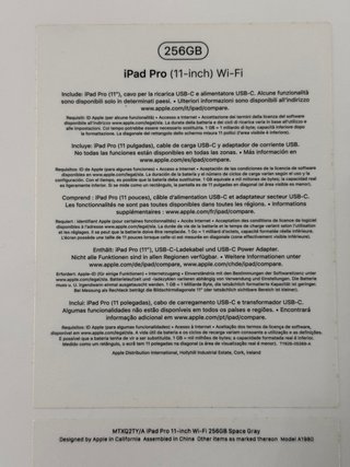 iPad Pro 11” 256GB Wi-Fi (2018)