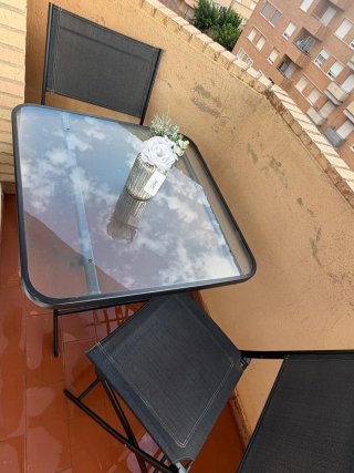 Conjunto mesa y sillas terraza plegables