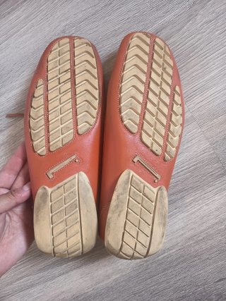 Zapatos náuticos de cuero naranja