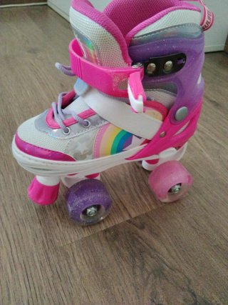 Patines 4 Ruedas Niña Luces Arcoíris talla 28-31
