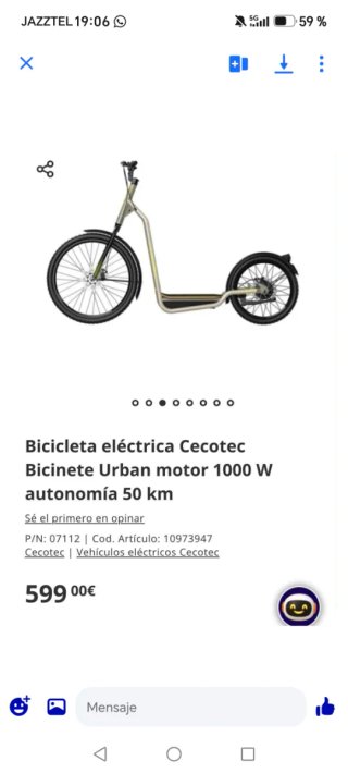 Bicicleta eléctrica Cecotec Urban 1000w