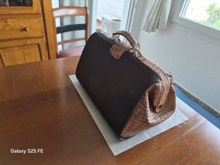 Maletín Piel Vintage Marrón y Beige