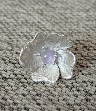 Anillo Ilaria Plata 950 Flor Amatista Ajustable