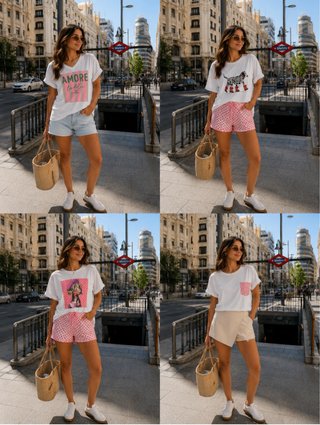 Camiseta blanca con bolsillo brillante