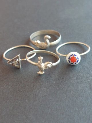 Lote 4 Anillos Plata 925 Cisne Gallo Triángulo