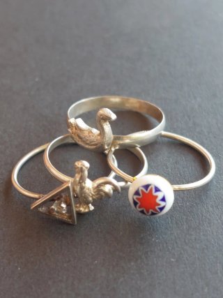 Lote 4 Anillos Plata 925 Cisne Gallo Triángulo