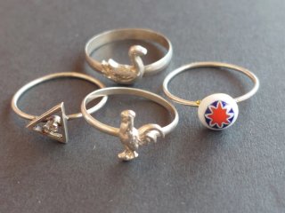 Lote 4 Anillos Plata 925 Cisne Gallo Triángulo