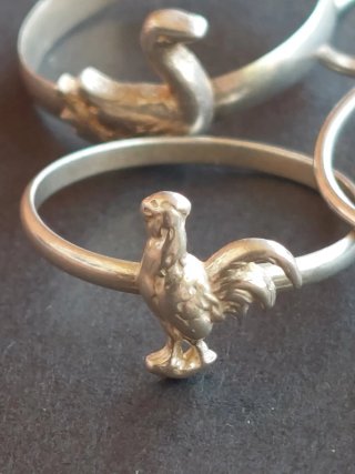 Lote 4 Anillos Plata 925 Cisne Gallo Triángulo