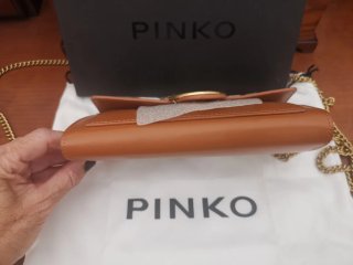 Borsa Pinko in pelle marrone nuova con etichette