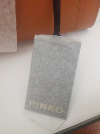 Borsa Pinko in pelle marrone nuova con etichette