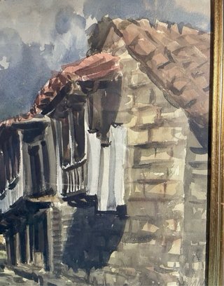 ANTIGUA ACUARELA PAISAJE RURAL 73X61 CM.