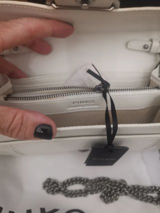 Borsa Pinko in pelle bianco slavato