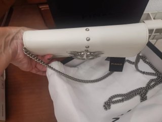 Borsa Pinko in pelle bianco slavato