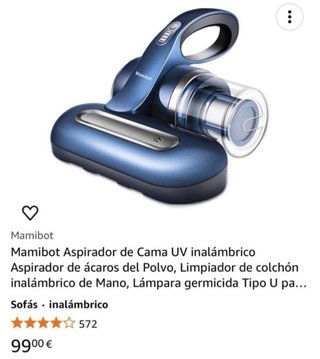 Aspirador UV Inalámbrico Antiacaros