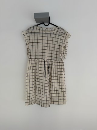 Vestido Buho Cuadros Beige Talla Única