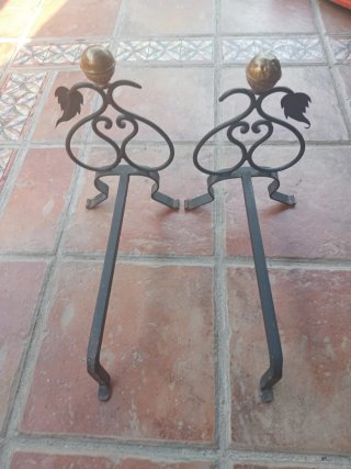 Morillos Chimenea Hierro Forjado Vintage