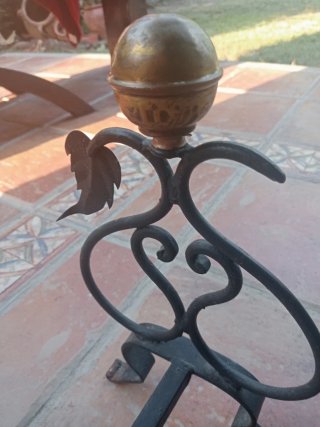 Morillos Chimenea Hierro Forjado Vintage