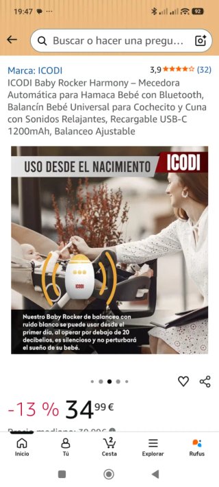 Mecedora Bebé Icodi Harmony Bluetooth