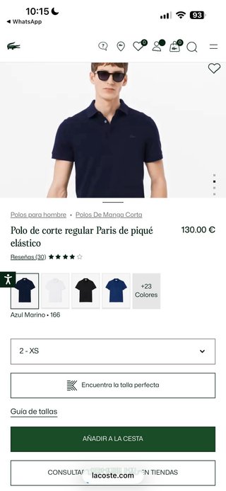 Polo Lacoste Azul Talla XS