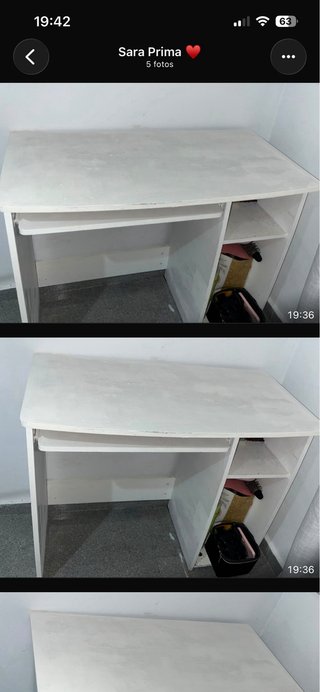 Silla de comedor blanca con asiento gris