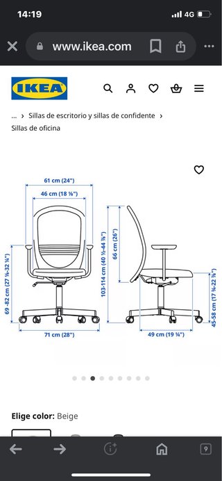 Silla de oficina beige y gris se puede quitar tdla