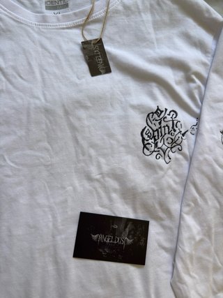 Camiseta manga larga blanca S pintada a mano
