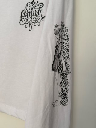 Camiseta manga larga blanca S pintada a mano