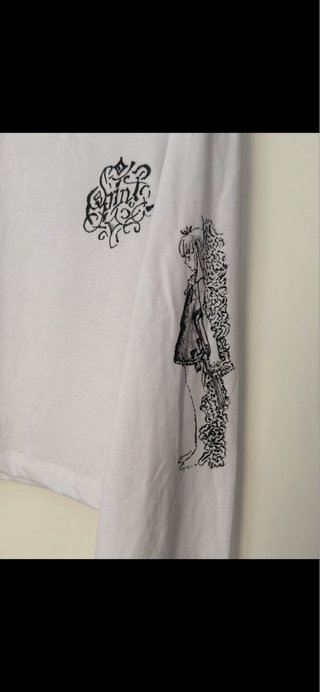 Camiseta manga larga blanca S pintada a mano