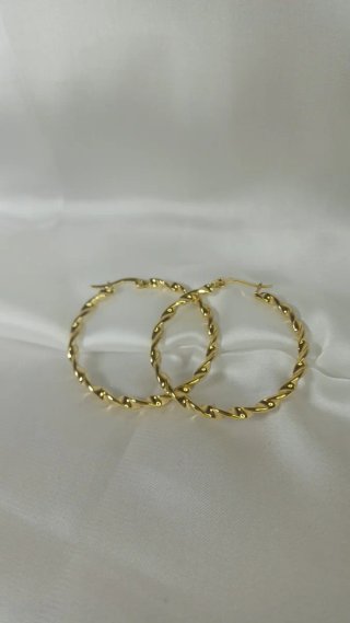 Pendientes Aro Rizado Chapado Oro 18k 4cm