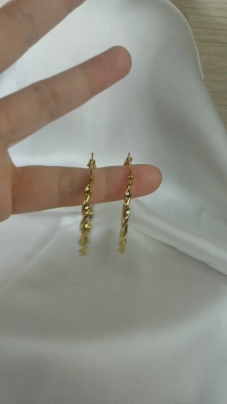 Pendientes Aro Rizado Chapado Oro 18k 4cm