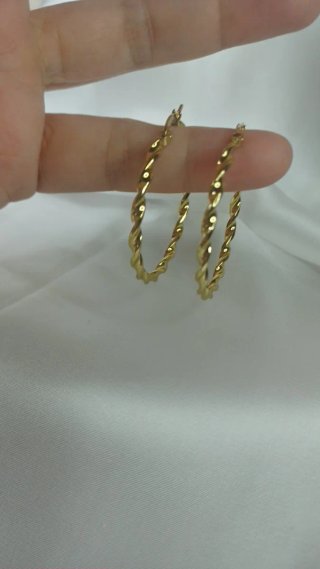 Pendientes Aro Rizado Chapado Oro 18k 4cm