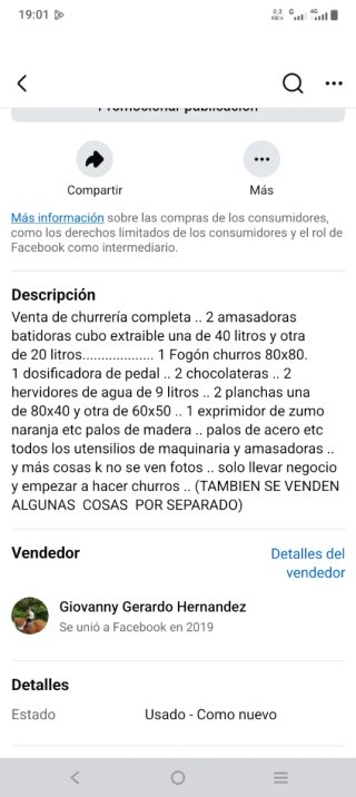 Maquinaria completa para churrería