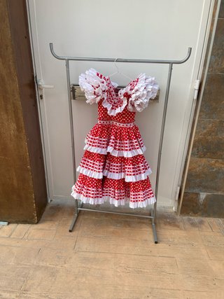 23 Vestido Flamenca Niña Rojo Lunares