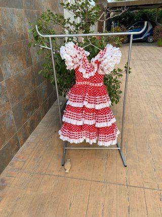 23 Vestido Flamenca Niña Rojo Lunares