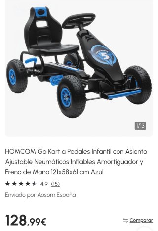 Coche a pedales negro y azul